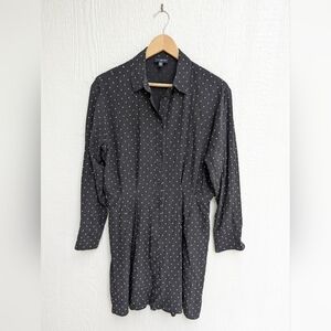 Club Monaco Black White Polka Dot Button Down Shirt Dress Women's Size 6